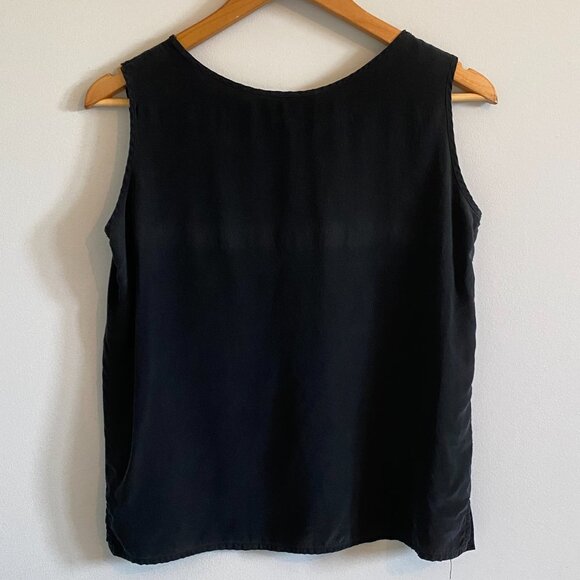 100% Silk Vintage Black Tank Top Blouse Minimalist Classic Staple 90s Faded - Picture 6 of 9